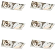 Set di 6 faretti da incasso bianchi orientabili AR111 senza bordi 2 luci - Oneon