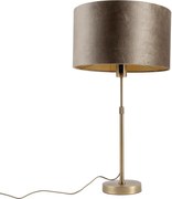 Lampada da tavolo bronzo con paralume in velluto marrone 35cm - Parte