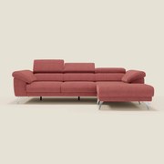 Donatello Divano angolare con sedute scorrevoli braccioli contenitore e poggiatesta in tessuto morbido smacchiabile T23 rosso ciliegia