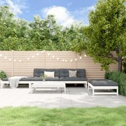 Set divani da giardino 5pz con cuscini in legno massello bianco