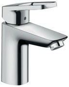 Rubinetto per lavabo a canna media getto laminare cristallino Logis Loop 100 Coolstart cromato lucido HANSGROHE H 17 cm