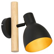 Lampada da parete rurale nera con legno - Flint