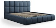 Letto matrimoniale imbottito blu scuro con contenitore con griglia 200x200 cm Bellis - Micadoni Home