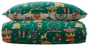 Set copripiumino e federa da bambini verde in cotone per letto matrimoniale 200x200 cm Christmas Fairground – Belle &amp; Boo