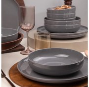 Set da tavola 12 pezzi in porcellana grigia
