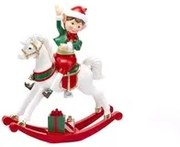 Decoraizone elfo con cavallo a dondolo 23 cm