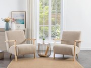 Poltrona in Tessuto Beige e Legno - JULOMO