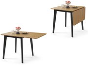 ROXY Rovere Naturale/telaio nero - TAVOLO PIEGHEVOLE IN LEGNO PER CUCINA/SALA DA PRANZO ESTENDIBILE RETRÒ