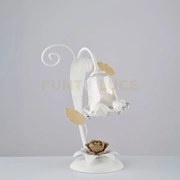 Lumetto in ferro laccato bianco shabby 1 luce cesto