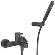 Rubinetto per vasca getto laminare cristallino PLANO per muro nero verniciato HUBER