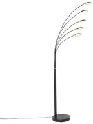 Lampada da terra di design nera incl. LED dimmerabile a 5 luci - Sixties Trento