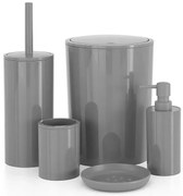Set accessori bagno da appoggio 5 pezzi in plastica grigio Glim