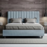 Letto contenitore da 160x190 in microfibra azzurro Agueda