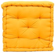 Cuscino da pavimento Futon Pouf Flexible effetto cotone giallo / dorato 60 x 60 cm