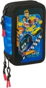 Plumier Triplo Hot Wheels Let's race Azzurro Nero 12,5 x 19,5 x 5,5 cm 37 Pezzi