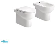 Azzurra Ceramica "Nuvola" Coppia Di Sanitari Da Terra Filo Muro Con Brida Bianco Lucido