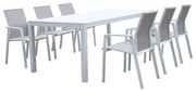 ALASKA - set tavolo in alluminio cm 214/280 x 100 x 75,5 h con 6 poltrone Lotus