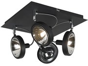 Faretto di design nero 4 luci orientabile - Nox