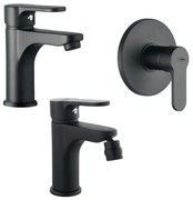 Set rubinetteria lavabo bidet e doccia incasso nero opaco Paco