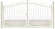 Cancello manuale con serratura elettrica Lavaredo in ferro, apertura centrale, L 358.5, H 165-195 cm, di colore bianco