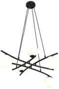 Lampadario Moderno Cadmo Acciaio Nero Bianco 5 Luci E14 Ip20