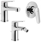 Set miscelatori lavabo bidet e doccia incasso Nobili Blues cromati a risparmio idrico