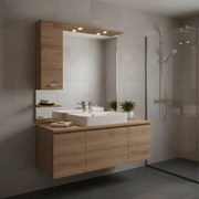 Specchio con illuminazione integrata bagno rettangolare Rimini L 100 x H 108 x P 18.5 cm marrone