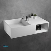 Lavabo Sospeso "Venere" In Solid Surface C/Vano a Giorno Finitura Bianco Opaco Da 80 Cm