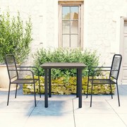 Set da pranzo da giardino 3 pz nero in vetro e acciaio