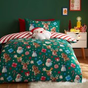 Set copripiumino e federa verde per letto matrimoniale 200x200 cm Christmas Icons – Catherine Lansfield