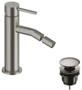 Rubinetto per bidet getto laminare cristallino LOOP SANYCCES argento spazzolato lucido