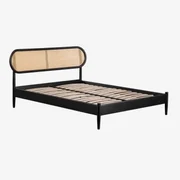 Letto Taiana impiallacciato rovere e gambe in acciaio verniciato nero 160 x  200 cm