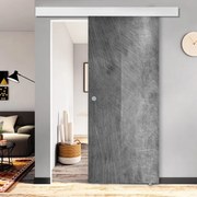 Porta scorrevole Graffi in vetro grigio, L 88 x H 215 cm, con binario Atelier bianco Destra