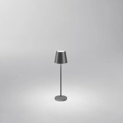 Lampada Tavolo Esterno Mini Diva Contemporanea Alluminio Grigio Led Luce Calda