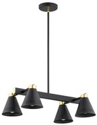 Argon 1774 - Lampadario su palo AVALONE 4xE27/15W/230V nero/oro