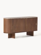 Credenza in legno con angoli arrotondati e piano in marmo Zumi