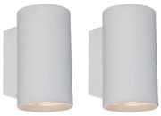 Set di 2 lampade da parete moderne bianche rotonde 2 luci - Sandy