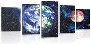 Quadri 5 pezzi – Pianeta Terra e Luna rossa