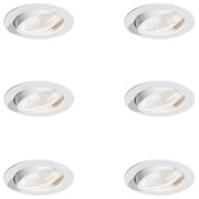 Set di 6 faretti da incasso bianchi 9,5 cm con LED 1300 lm dimmerabili IP23 - Gaius