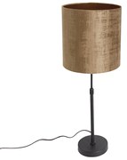 Lampada da tavolo nera con paralume in velluto marrone 25 cm regolabile - Parte