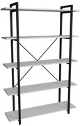 Libreria 5 Ripiani Stile Industrial 120x34x180 Jonah Bianca