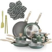 Batteria pentole 18 pezzi verde Cooking Therapy