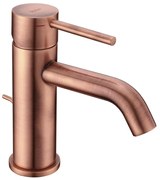 Rubinetto per lavabo a canna bassa getto laminare cristallino TAYRONA rame spazzolato satinato HUBER H 16.4 cm