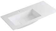 Lavabo integrale rettangolare vasca a sinistra L 100.5 x H 15 x P 46 cm in resina bianco