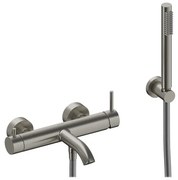 Rubinetto per vasca getto laminare cristallino Loop per muro nichel spazzolato SANYCCES