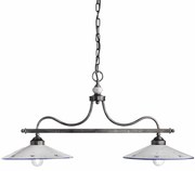 Lampadario Classico Asti Metallo E Ceramica Nero Sfumato Argento 2 Luci E27