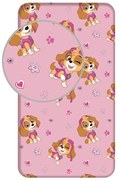 Lenzuolo con angoli per bambini rosa in cotone per letto singolo 90x200 cm Paw Patrol – Jerry Fabrics