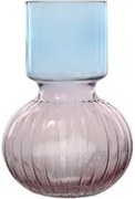 Vaso arredo vetro 26 cm azzurro e rosa