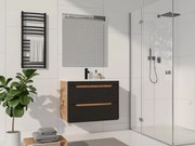 Mobile per bagno sospeso con lavabo da incasso 80 cm Naturale chiaro e Antracite - ARUBA