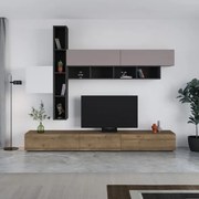 Parete Attrezzata Salotto 275 Cm Con Pensili E Vani Fashion Bianco Moka E Antracite